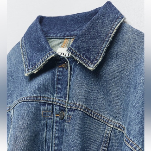 Zara ASYMMETRICAL DENIM CAPE NWT Limited Edition Size Medium Bloggers Favorite - Picture 9 of 13